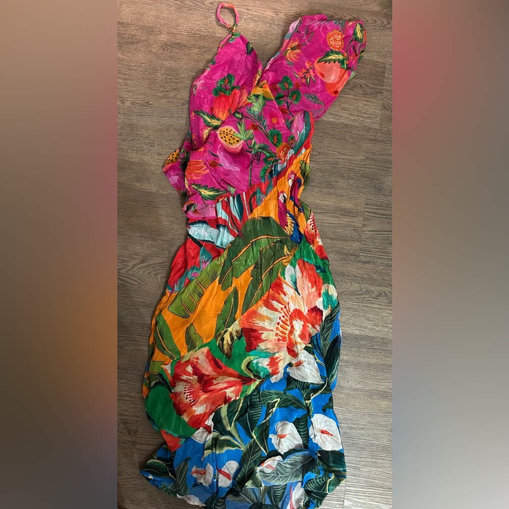 FARM Rio Pink Orange Green Tropical Floral One-Piece